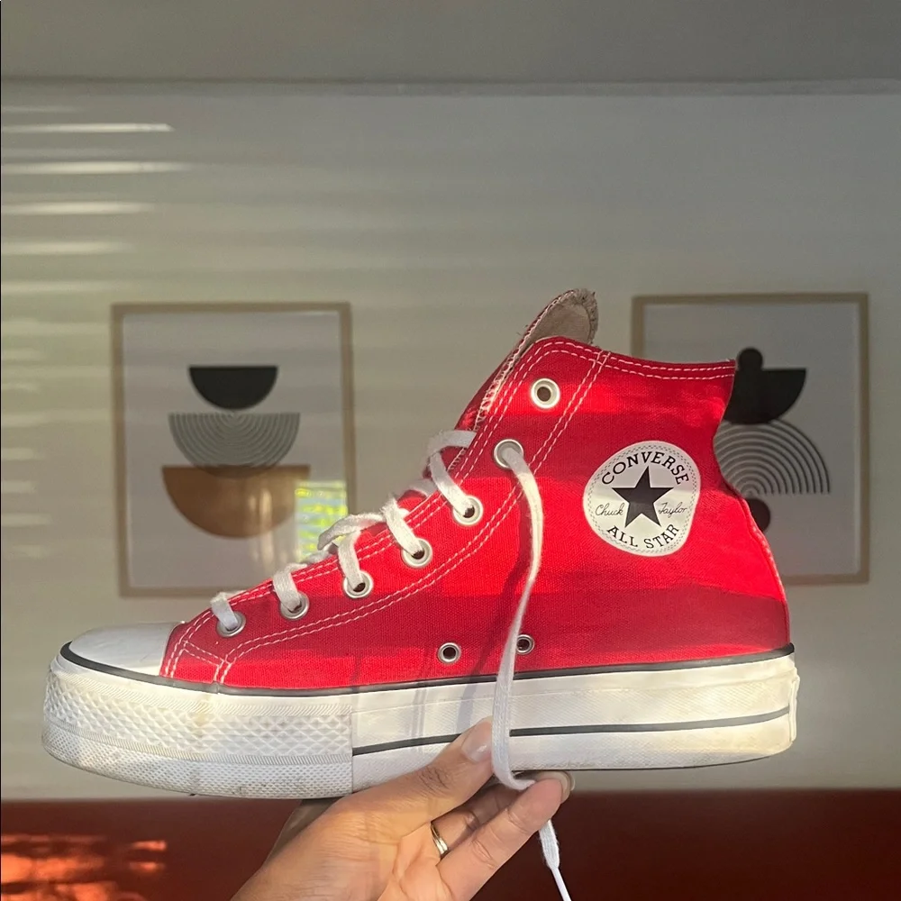 Converse Women's Red High-Top Sneakers - Picture 1 of 3